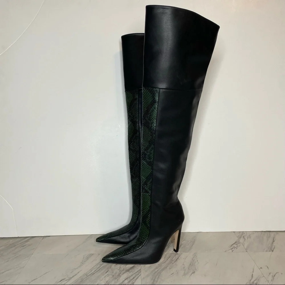 Good American The Koko Snake Embossed Leather Over The Knee Boot 5